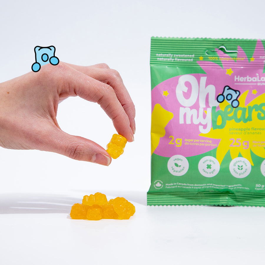 Herbaland Gummies - Herbaland Oh My! gummies are the best candy around, with only 2g of sugar and 25g of fiber per pouch. Made from plant-based ingredients and all-natural flavours, these gummies are the perfect healthy snack!