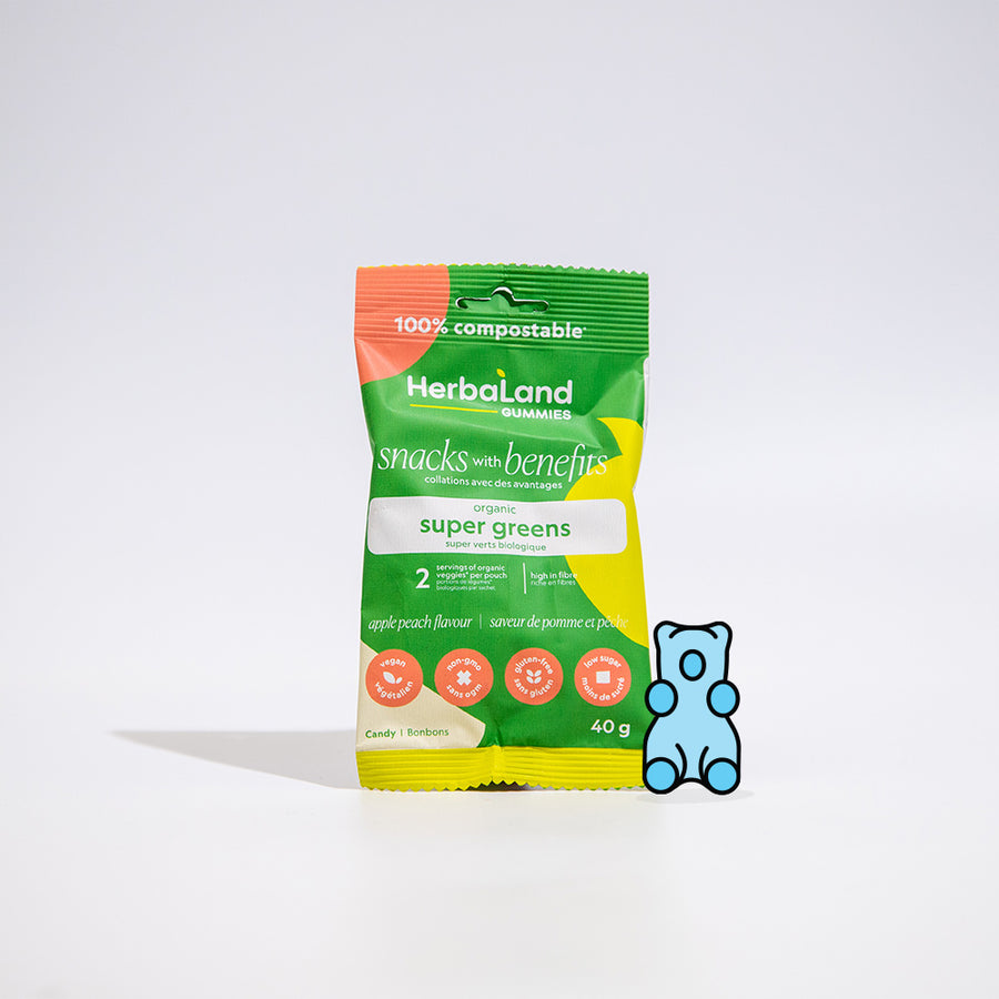 Herbaland Gummies - Herbaland snacks with benefits with organic super greens with apple peach flavor