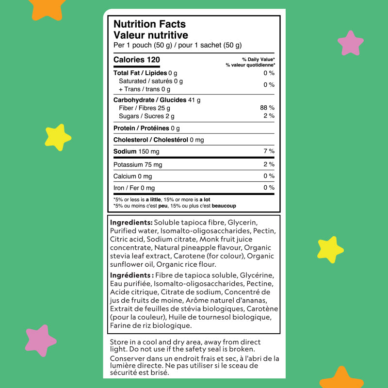 Herbaland Gummies - oh my bears nutrition facts for low sugar high fibre gummies in pineapple flavour