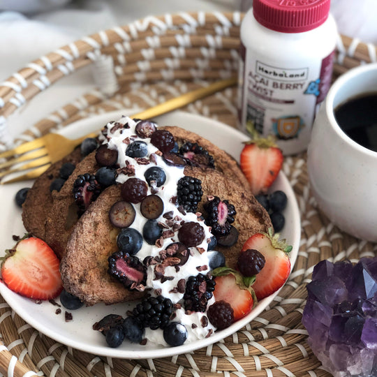 vegan french toast, acai berry