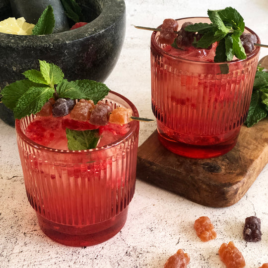 sour raspberry cocktail, recipe, gummies