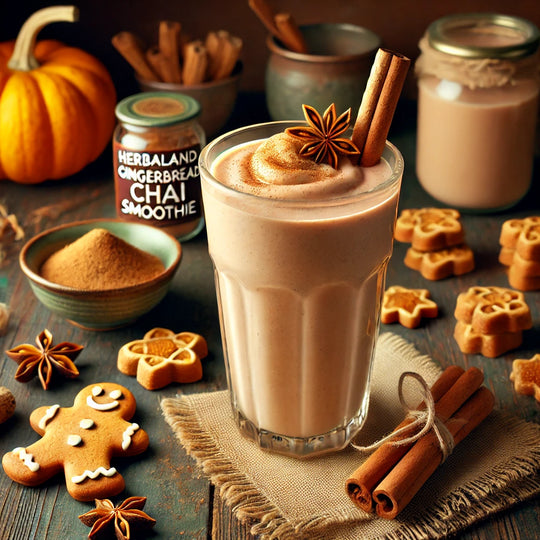 Cozy Gingerbread Chai Smoothie Recipe with Herbaland's Gingerbread Chai Gummies