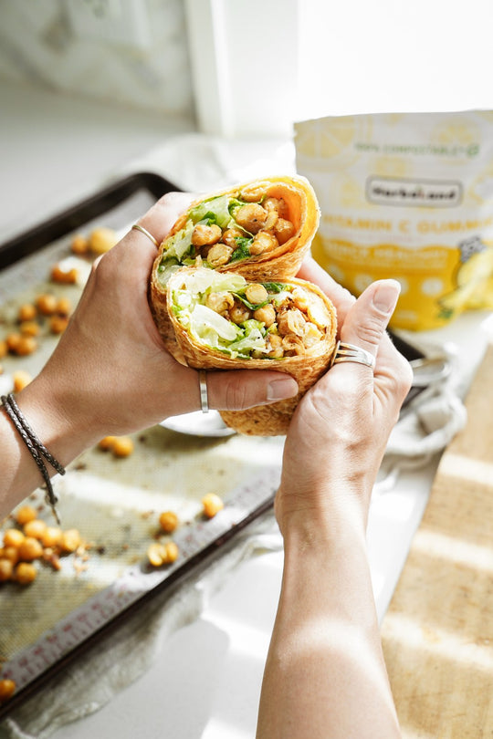 Vegan Chickpea Caesar Salad Wrap