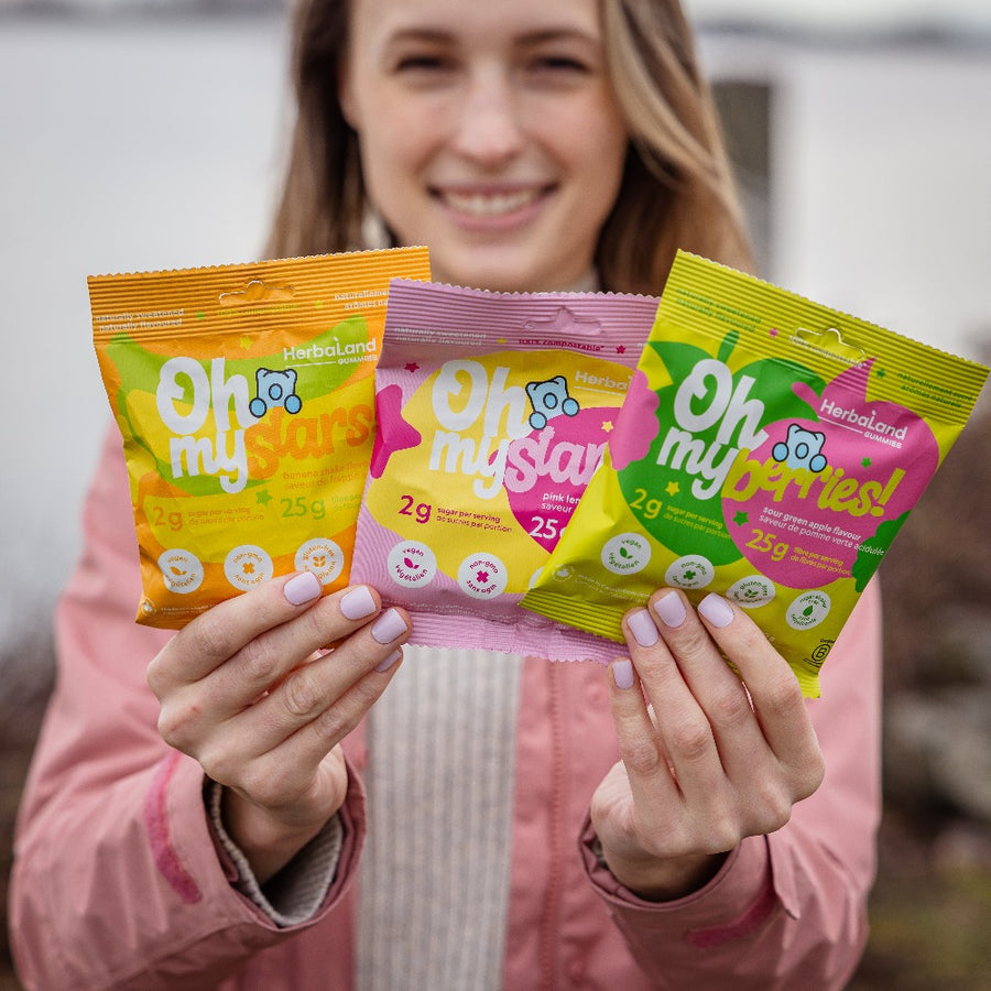 Herbaland Gummies - New pouches of Oh My! from Herbaland. Low sugar high fibre healthy snacks 