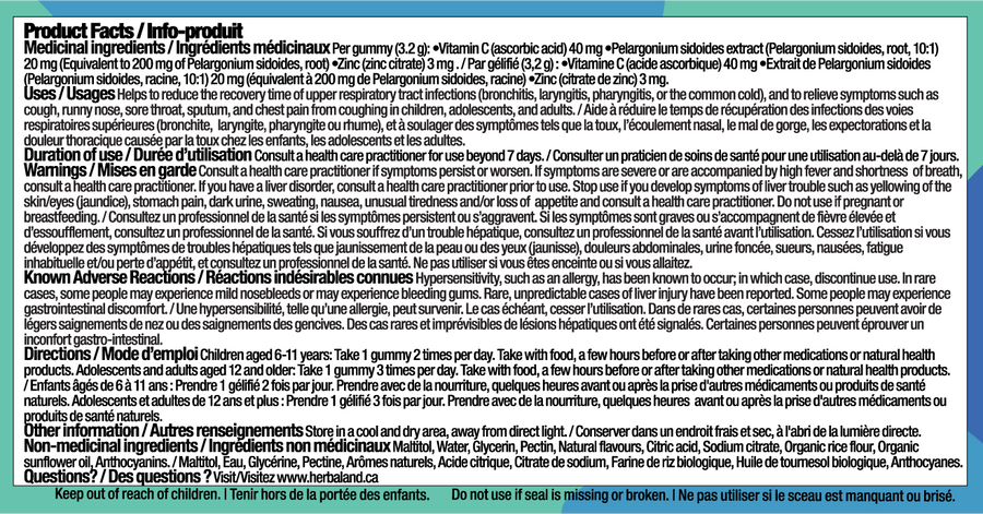 Product label with text and medical information on a green background