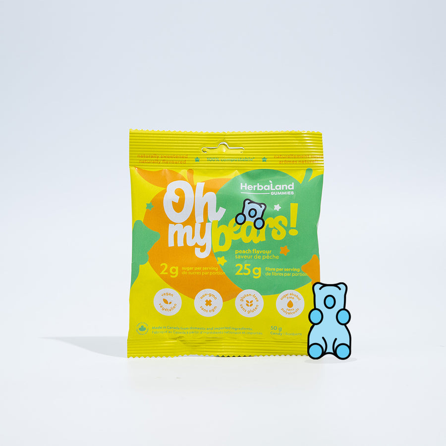 Herbaland Gummies - Herbaland Oh My! gummies are the best candy around, with only 2g of sugar and 25g of fiber per pouch. Made from plant-based ingredients and all-natural flavours, these gummies are the perfect healthy snack!