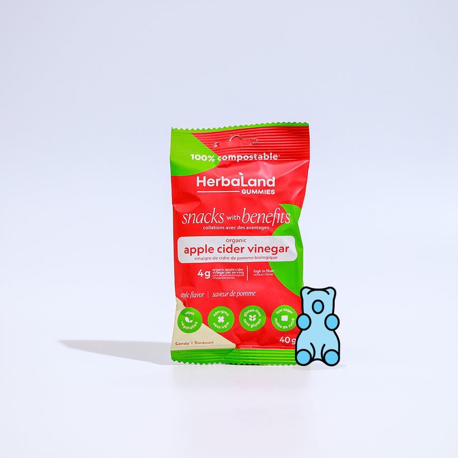 Herbaland gummies Snacks with Benefits pouch of organic apple cider vinegar