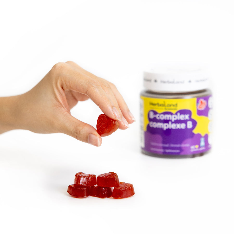 Herbaland B-complex gummies bottle on a white background