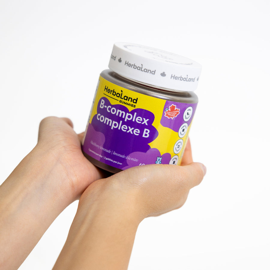 Herbaland B-complex gummies bottle on a white background