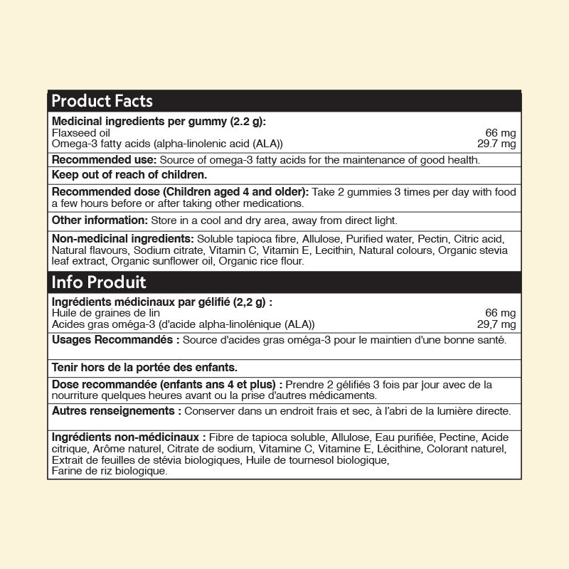Herbaland Omega-3 for Kids Nutrition facts