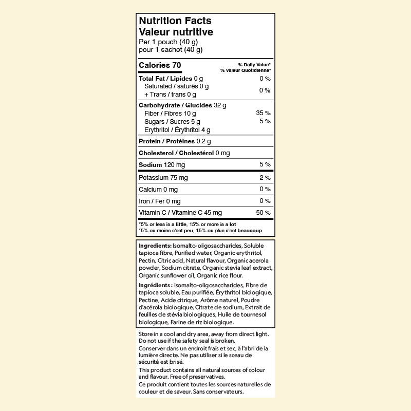 Herbaland Acerola Vitamin C Snacks with Benefits Nutrition facts