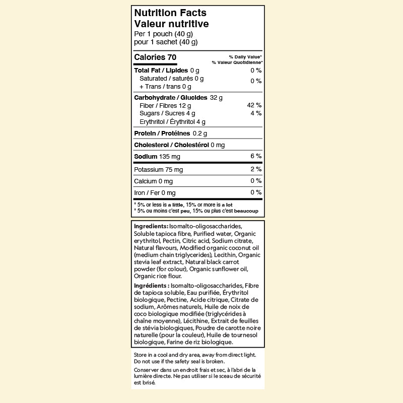 Herbaland MCT Oil Snacks with Benefits Nutrition facts