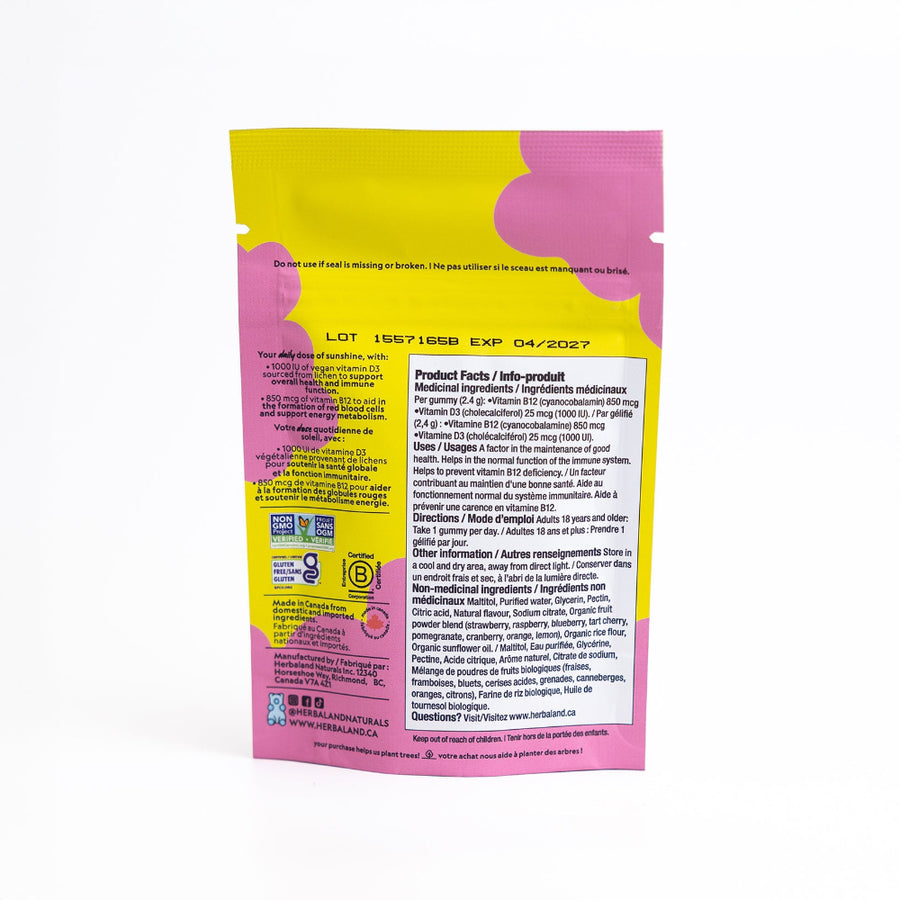 Vegan D3 and B12 Herbaland Gummies Travel Size